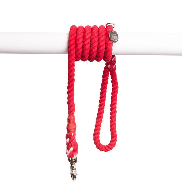 Doodle Couture - The Natural Rope Dog Leash Red