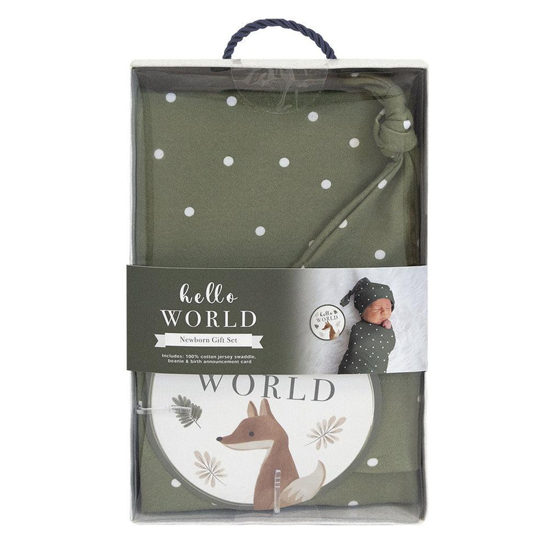 The Living Textiles - Newborn Gift Set Olive spots - Twostreetsover